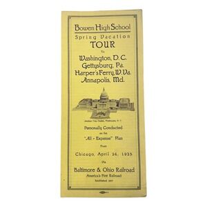 Baltimore & Ohio Railroad Brochure 1925 Bowen High Spring Tour Chicago to D.C.